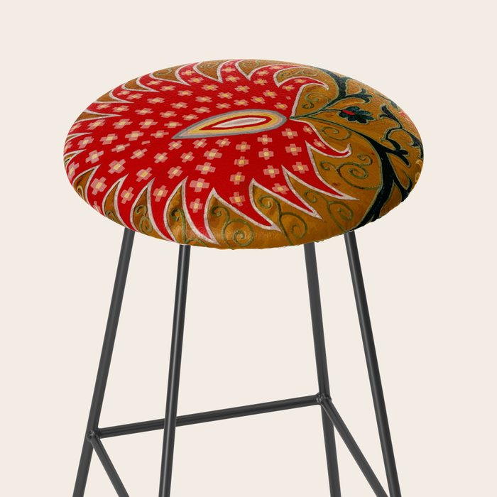 Detail of Shakhrisyabz Suzani Floral Textile Stool Gallery Image 2