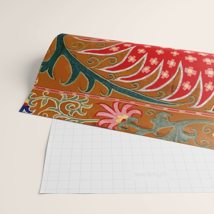 Detail of Shakhrisyabz Suzani Floral Textile Wrapping Paper Gallery Image 2