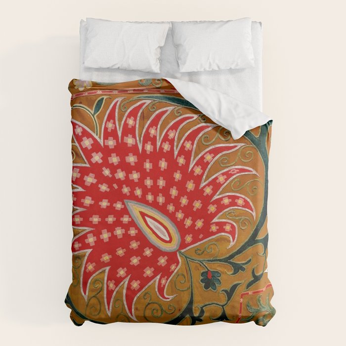 Detail of Shakhrisyabz Suzani Floral Textile Duvet Cover Gallery Image 6