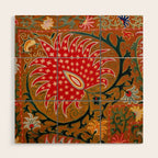 Detail of Shakhrisyabz Suzani Floral Textile Wood Wall Art Gallery Image 1