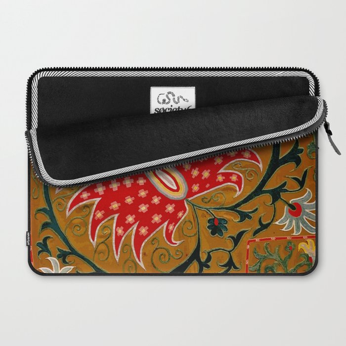 Detail of Shakhrisyabz Suzani Floral Textile Laptop Sleeve Gallery Image 2