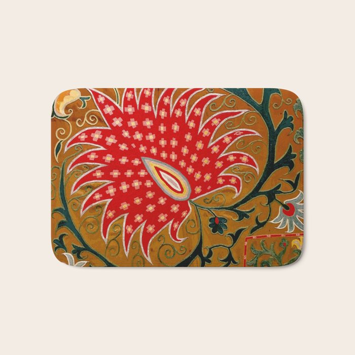 Detail of Shakhrisyabz Suzani Floral Textile Bath Mat Gallery Image 1