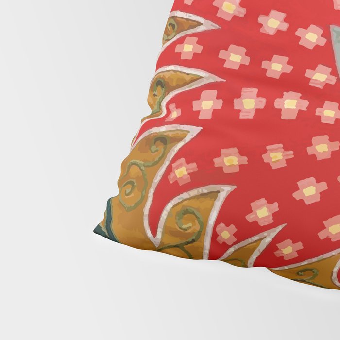 Detail of Shakhrisyabz Suzani Floral Textile Pillow Sham Gallery Image 4