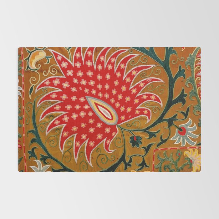 Detail of Shakhrisyabz Suzani Floral Textile Rug Gallery Image 2