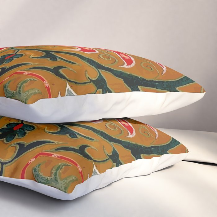 Detail of Shakhrisyabz Suzani Floral Textile Pillow Sham Gallery Image 3