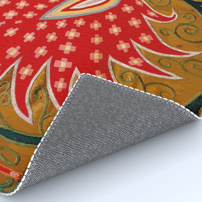 Detail of Shakhrisyabz Suzani Floral Textile Rug Gallery Image 4