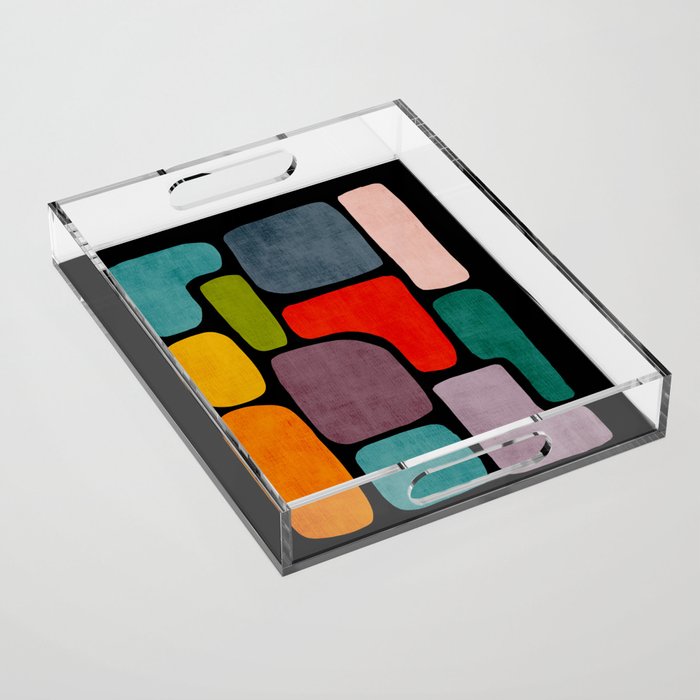Black & Colorful Shapes Modern I Acrylic Tray Gallery Image 1