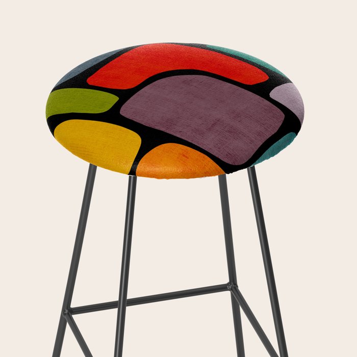 Black & Colorful Shapes Modern I Stool Gallery Image 2