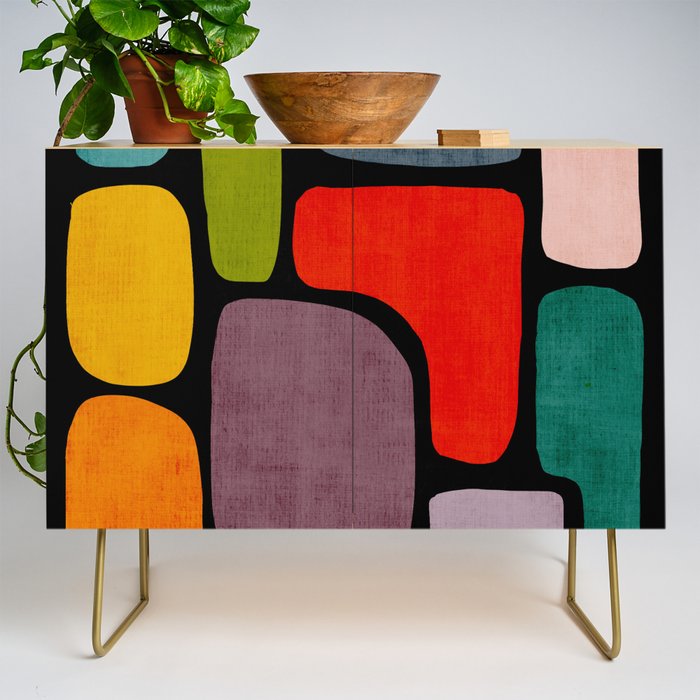 Black & Colorful Shapes Modern I Credenza Gallery Image 1