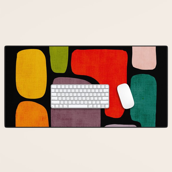 Black & Colorful Shapes Modern I Desk Mat Gallery Image 1