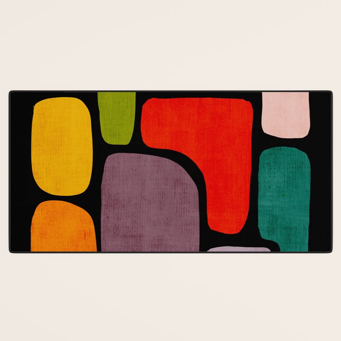 Black & Colorful Shapes Modern I Desk Mat Gallery Image 3