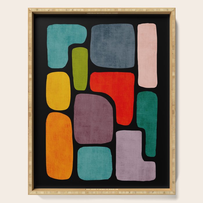 Black & Colorful Shapes Modern I Serving Tray Gallery Image 1