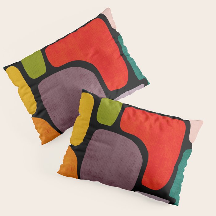 Black & Colorful Shapes Modern I Pillow Sham Gallery Image 3