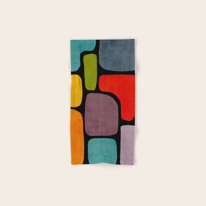 Black & Colorful Shapes Modern I Bath Towel Gallery Image 1