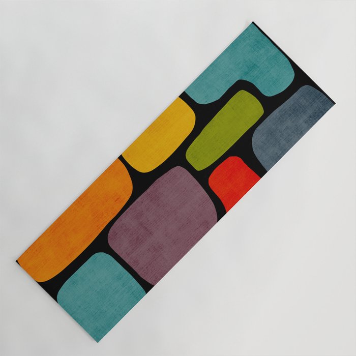 Black & Colorful Shapes Modern I Yoga Mat Gallery Image 1