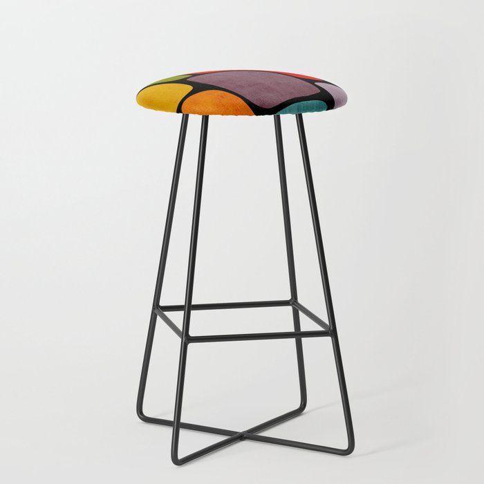 Black & Colorful Shapes Modern I Stool Gallery Image 1