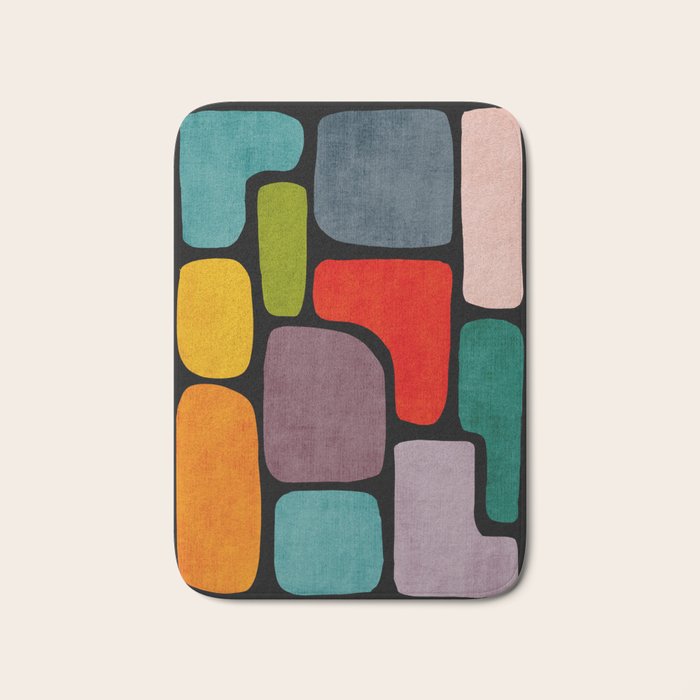 Black & Colorful Shapes Modern I Bath Mat Gallery Image 1