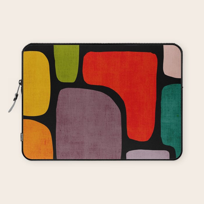 Black & Colorful Shapes Modern I Laptop Sleeve Gallery Image 1