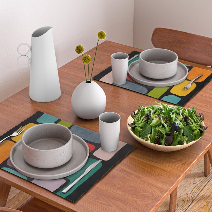 Black & Colorful Shapes Modern I Placemat Gallery Image 2