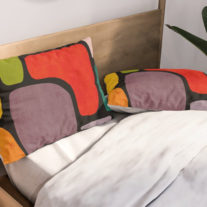 Black & Colorful Shapes Modern I Pillow Sham Gallery Image 2