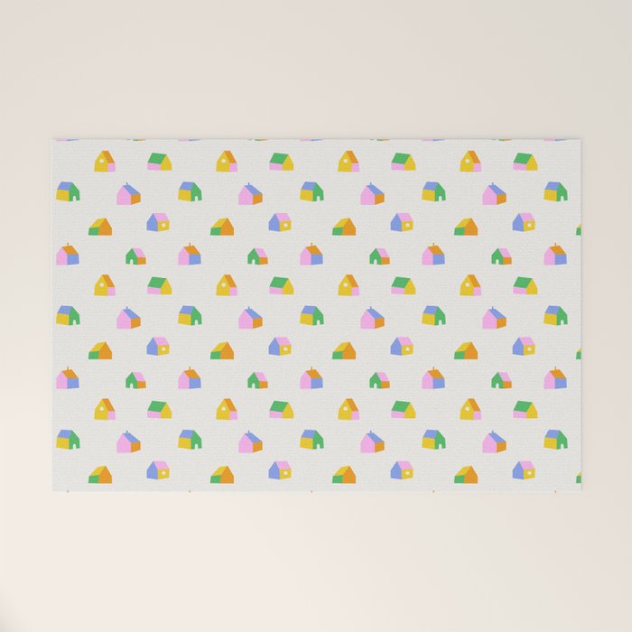 Colorful toy house city pattern Welcome Mat Gallery Image 1