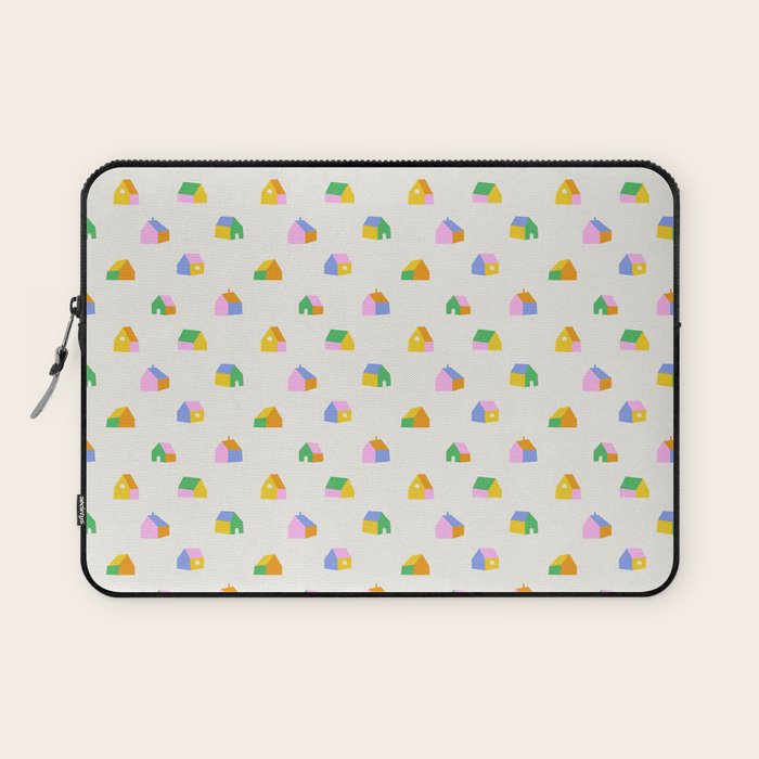 Colorful toy house city pattern Laptop Sleeve Gallery Image 1