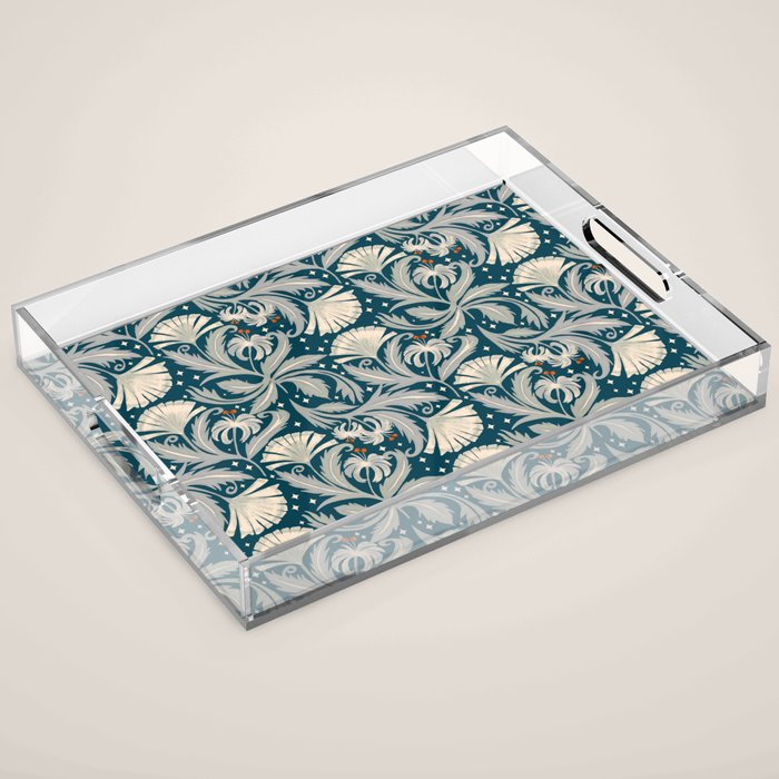 Vintage Botanica Midnight Teal - Heritage Revival Floral Acrylic Tray Gallery Image 1