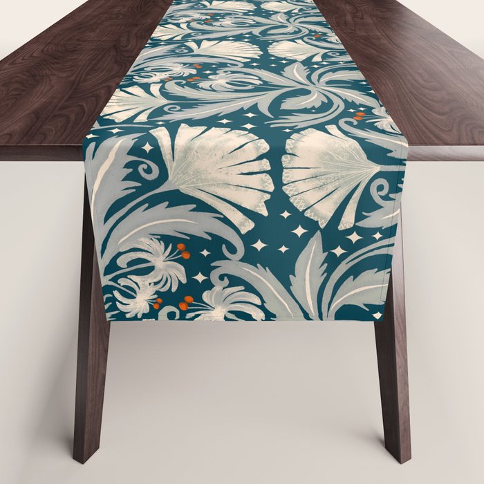 Vintage Botanica Midnight Teal - Heritage Revival Floral Table Runner Gallery Image 1