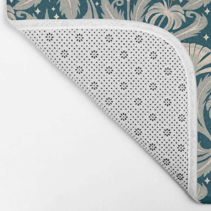 Vintage Botanica Midnight Teal - Heritage Revival Floral Bath Mat Gallery Image 2