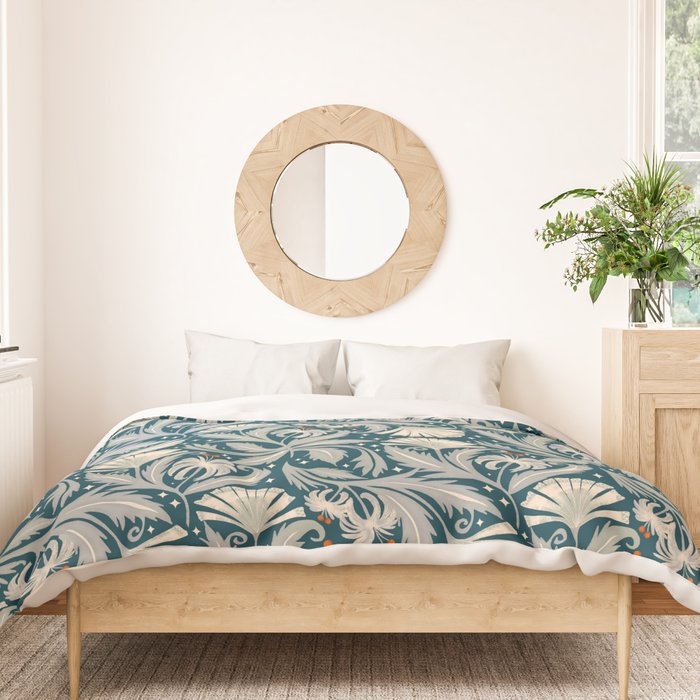 Vintage Botanica Midnight Teal - Heritage Revival Floral Duvet Cover Gallery Image 3