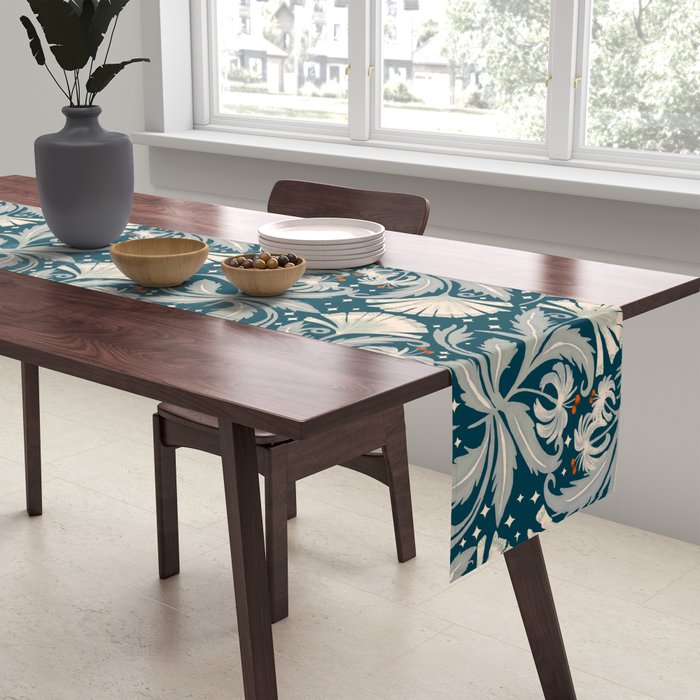 Vintage Botanica Midnight Teal - Heritage Revival Floral Table Runner Gallery Image 2