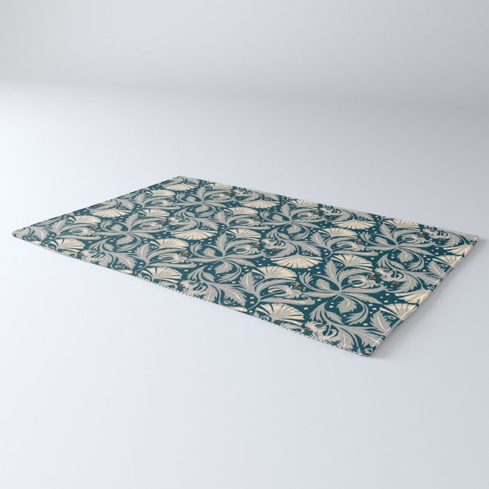 Vintage Botanica Midnight Teal - Heritage Revival Floral Rug Gallery Image 3