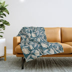 Vintage Botanica Midnight Teal - Heritage Revival Floral Throw Blanket Gallery Image 1