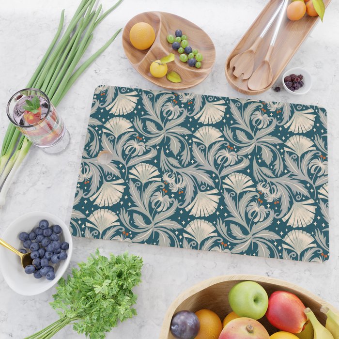 Vintage Botanica Midnight Teal - Heritage Revival Floral Cutting Board Gallery Image 2