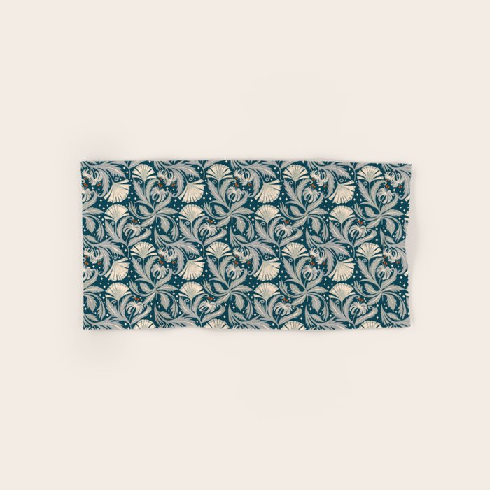 Vintage Botanica Midnight Teal - Heritage Revival Floral Bath Towel Gallery Image 1