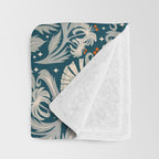 Vintage Botanica Midnight Teal - Heritage Revival Floral Throw Blanket Gallery Image 3