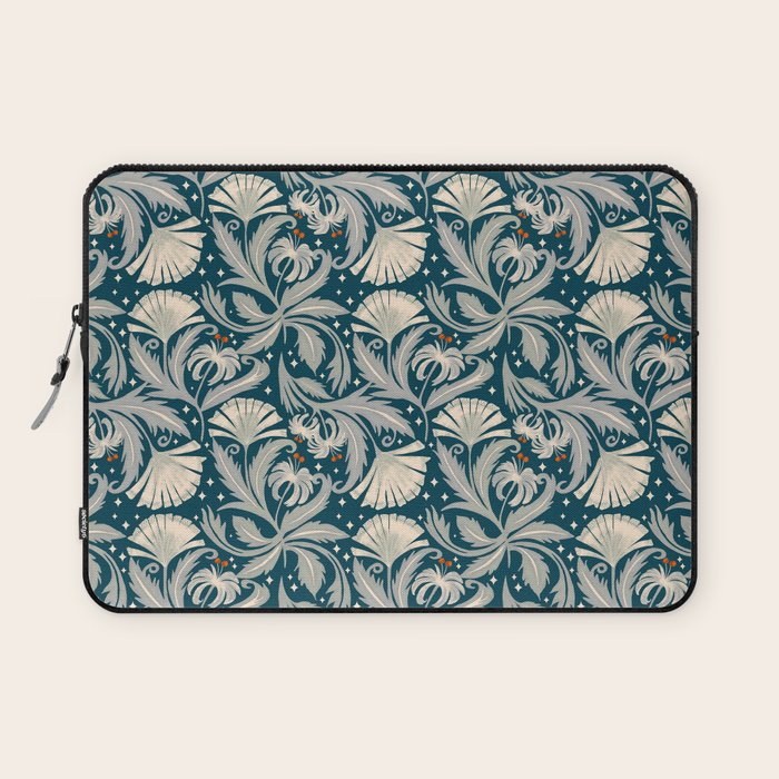 Vintage Botanica Midnight Teal - Heritage Revival Floral Laptop Sleeve Gallery Image 1