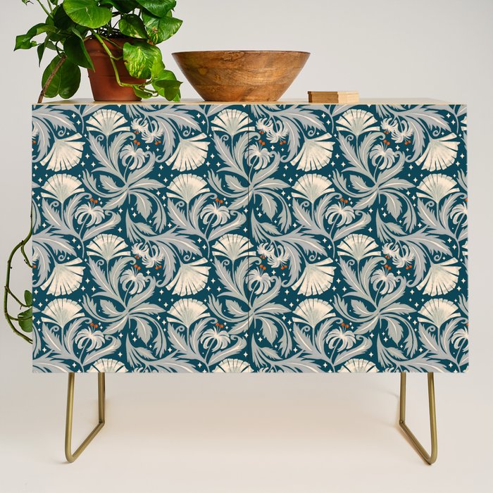 Vintage Botanica Midnight Teal - Heritage Revival Floral Credenza Gallery Image 1