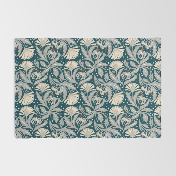 Vintage Botanica Midnight Teal - Heritage Revival Floral Rug Gallery Image 2