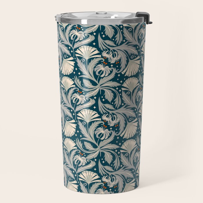 Vintage Botanica Midnight Teal - Heritage Revival Floral Travel Mug Gallery Image 2