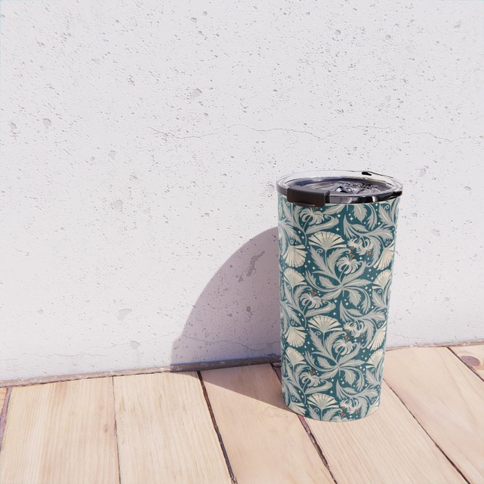 Vintage Botanica Midnight Teal - Heritage Revival Floral Travel Mug Gallery Image 4
