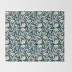 Vintage Botanica Midnight Teal - Heritage Revival Floral Throw Blanket Gallery Image 2