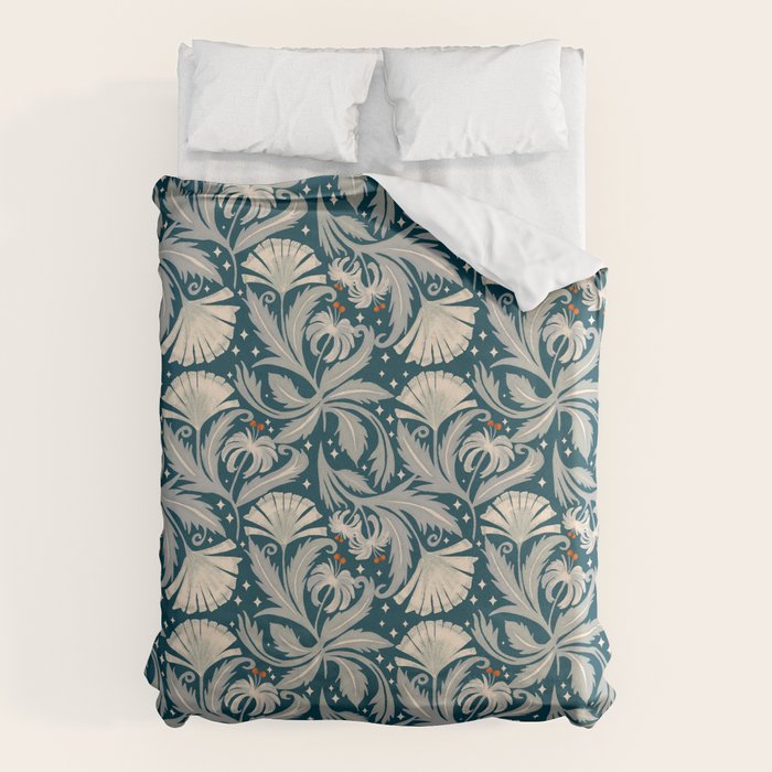 Vintage Botanica Midnight Teal - Heritage Revival Floral Duvet Cover Gallery Image 6