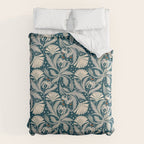 Vintage Botanica Midnight Teal - Heritage Revival Floral Duvet Cover Gallery Image 6