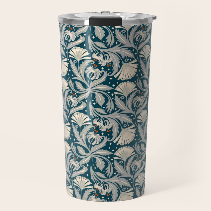 Vintage Botanica Midnight Teal - Heritage Revival Floral Travel Mug Gallery Image 1