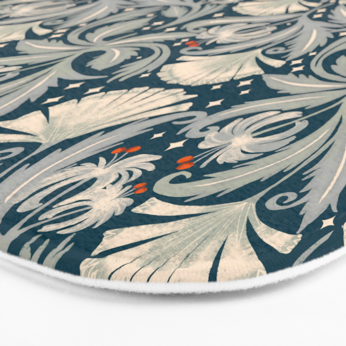 Vintage Botanica Midnight Teal - Heritage Revival Floral Bath Mat Gallery Image 3