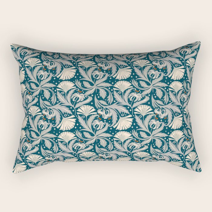 Vintage Botanica Midnight Teal - Heritage Revival Floral Rectangular Pillow Gallery Image 2