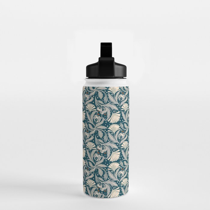Vintage Botanica Midnight Teal - Heritage Revival Floral Water Bottle Gallery Image 2