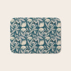 Vintage Botanica Midnight Teal - Heritage Revival Floral Bath Mat Gallery Image 1