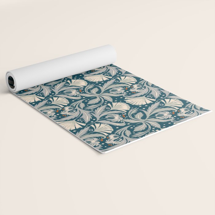 Vintage Botanica Midnight Teal - Heritage Revival Floral Yoga Mat Gallery Image 2